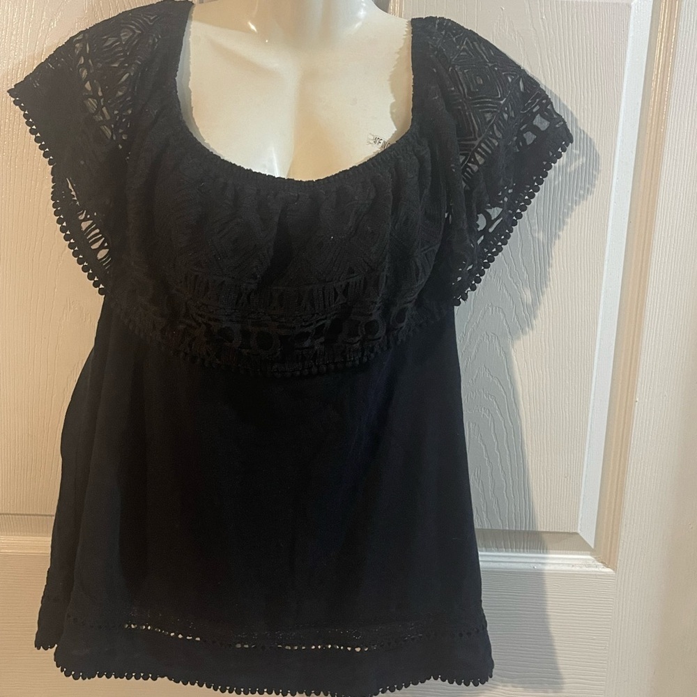 Lane Bryant Black Lace Blouse